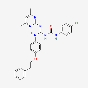 molecular formula C28H27ClN6O2 B11035539 1-(4-chlorophenyl)-3-[(Z)-[(4,6-dimethylpyrimidin-2-yl)amino]{[4-(2-phenylethoxy)phenyl]amino}methylidene]urea 