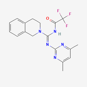 N-{(E)-3,4-dihydroisoquinolin-2(1H)-yl[(4,6-dimethylpyrimidin-2-yl)imino]methyl}-2,2,2-trifluoroacetamide