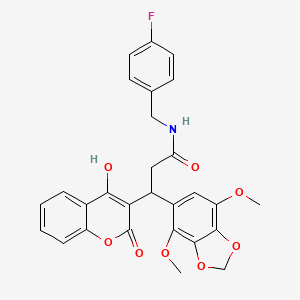 3-(4,7-dimethoxy-1,3-benzodioxol-5-yl)-N-(4-fluorobenzyl)-3-(4-hydroxy-2-oxo-2H-chromen-3-yl)propanamide