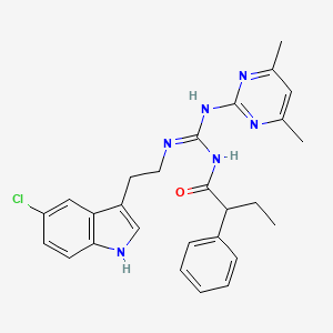 N-{(E)-{[2-(5-chloro-1H-indol-3-yl)ethyl]amino}[(4,6-dimethylpyrimidin-2-yl)amino]methylidene}-2-phenylbutanamide