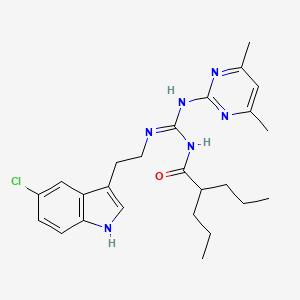 molecular formula C25H33ClN6O B11035607 N-{(E)-{[2-(5-chloro-1H-indol-3-yl)ethyl]amino}[(4,6-dimethylpyrimidin-2-yl)amino]methylidene}-2-propylpentanamide 