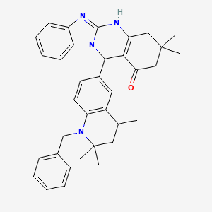 12-(1-benzyl-2,2,4-trimethyl-1,2,3,4-tetrahydroquinolin-6-yl)-3,3-dimethyl-3,4,5,12-tetrahydrobenzimidazo[2,1-b]quinazolin-1(2H)-one