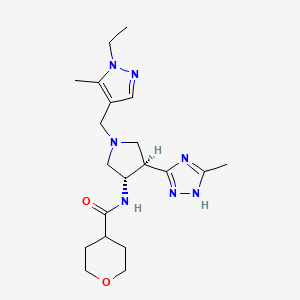 N-[(3S,4R)-1-[(1-Ethyl-5-methyl-1H-pyrazol-4-YL)methyl]-4-(3-methyl-1H-1,2,4-triazol-5-YL)tetrahydro-1H-pyrrol-3-YL]tetrahydro-2H-pyran-4-carboxamide