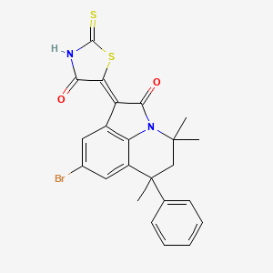 (1Z)-8-bromo-4,4,6-trimethyl-1-(4-oxo-2-thioxo-1,3-thiazolidin-5-ylidene)-6-phenyl-5,6-dihydro-4H-pyrrolo[3,2,1-ij]quinolin-2(1H)-one