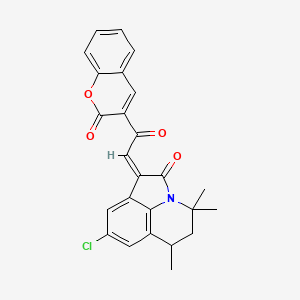 (1Z)-8-chloro-4,4,6-trimethyl-1-[2-oxo-2-(2-oxo-2H-chromen-3-yl)ethylidene]-5,6-dihydro-4H-pyrrolo[3,2,1-ij]quinolin-2(1H)-one