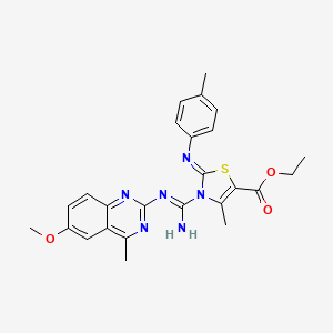 Ethyl 3-{imino[(6-methoxy-4-methyl-2-quinazolinyl)amino]methyl}-4-methyl-2-[(4-methylphenyl)imino]-1,3-thiazole-5(3H)-carboxylate