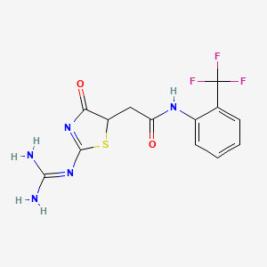 2-(2-carbamimidamido-4-oxo-4,5-dihydro-1,3-thiazol-5-yl)-N-[2-(trifluoromethyl)phenyl]acetamide