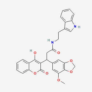 3-(4-hydroxy-2-oxo-2H-chromen-3-yl)-N-[2-(1H-indol-3-yl)ethyl]-3-(7-methoxy-1,3-benzodioxol-5-yl)propanamide