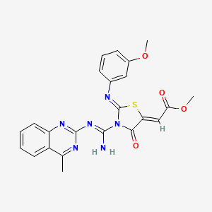 methyl (2Z)-{(2Z)-2-[(3-methoxyphenyl)imino]-3-[N-(4-methylquinazolin-2-yl)carbamimidoyl]-4-oxo-1,3-thiazolidin-5-ylidene}ethanoate