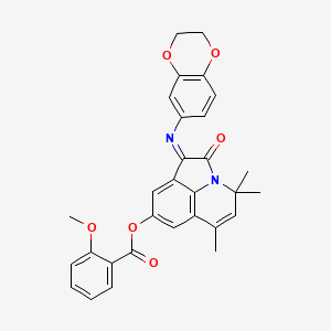 (1E)-1-(2,3-dihydro-1,4-benzodioxin-6-ylimino)-4,4,6-trimethyl-2-oxo-1,2-dihydro-4H-pyrrolo[3,2,1-ij]quinolin-8-yl 2-methoxybenzoate