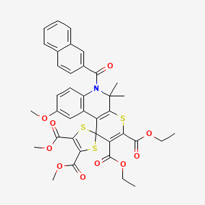 molecular formula C38H35NO10S3 B11035775 2',3'-Diethyl 4,5-dimethyl 9'-methoxy-5',5'-dimethyl-6'-(naphthalen-2-ylcarbonyl)-5',6'-dihydrospiro[1,3-dithiole-2,1'-thiopyrano[2,3-c]quinoline]-2',3',4,5-tetracarboxylate 