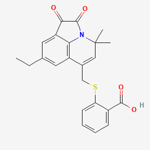 2-{[(8-ethyl-4,4-dimethyl-1,2-dioxo-1,2-dihydro-4H-pyrrolo[3,2,1-ij]quinolin-6-yl)methyl]sulfanyl}benzoic acid