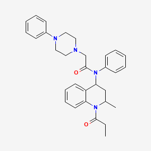 N-(2-methyl-1-propanoyl-1,2,3,4-tetrahydroquinolin-4-yl)-N-phenyl-2-(4-phenylpiperazin-1-yl)acetamide