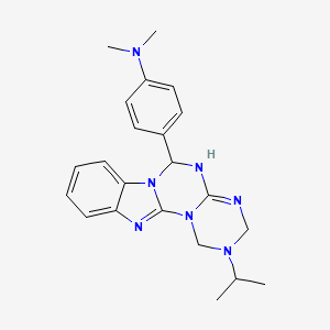 molecular formula C22H27N7 B11035853 dimethyl{4-[3-(methylethyl)(1H,2H,4H,12H-benzimidazolo[2',1'-2,3]1,3,5-triazin o[1,6-a]1,3,5-triazaperhydroin-12-yl)]phenyl}amine 