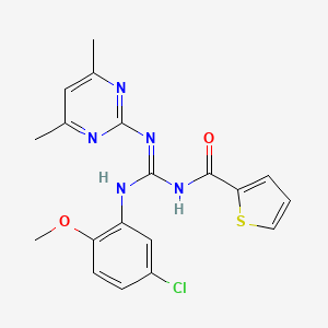 molecular formula C19H18ClN5O2S B11035865 N-{(Z)-[(5-chloro-2-methoxyphenyl)amino][(4,6-dimethylpyrimidin-2-yl)amino]methylidene}thiophene-2-carboxamide 