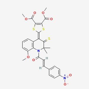 dimethyl 2-{8-methoxy-2,2-dimethyl-1-[(2E)-3-(4-nitrophenyl)prop-2-enoyl]-3-thioxo-2,3-dihydroquinolin-4(1H)-ylidene}-1,3-dithiole-4,5-dicarboxylate