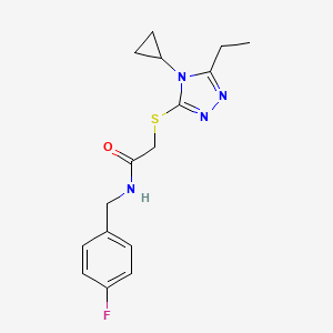 molecular formula C16H19FN4OS B11035932 2-[(4-cyclopropyl-5-ethyl-4H-1,2,4-triazol-3-yl)sulfanyl]-N-(4-fluorobenzyl)acetamide 