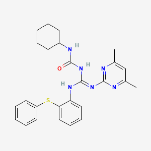 1-cyclohexyl-3-[(Z)-[(4,6-dimethylpyrimidin-2-yl)amino]{[2-(phenylsulfanyl)phenyl]amino}methylidene]urea