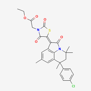 ethyl {(5Z)-5-[6-(4-chlorophenyl)-4,4,6,8-tetramethyl-2-oxo-5,6-dihydro-4H-pyrrolo[3,2,1-ij]quinolin-1(2H)-ylidene]-2,4-dioxo-1,3-thiazolidin-3-yl}acetate