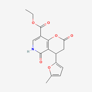 molecular formula C16H15NO6 B11036075 ethyl 4-(5-methylfuran-2-yl)-2,5-dioxo-3,4,5,6-tetrahydro-2H-pyrano[3,2-c]pyridine-8-carboxylate 