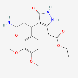 ethyl {4-[3-amino-1-(3,4-dimethoxyphenyl)-3-oxopropyl]-5-oxo-2,5-dihydro-1H-pyrazol-3-yl}acetate