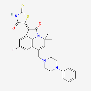 5-[8-Fluoro-4,4-dimethyl-2-oxo-6-[(4-phenylpiperazino)methyl]-4H-pyrrolo[3,2,1-IJ]quinolin-1(2H)-yliden]-2-thioxo-1,3-thiazolan-4-one