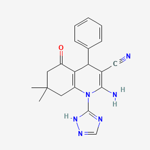 2-amino-7,7-dimethyl-5-oxo-4-phenyl-1-(4H-1,2,4-triazol-3-yl)-1,4,5,6,7,8-hexahydroquinoline-3-carbonitrile