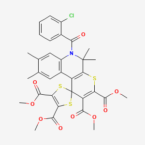 Tetramethyl 6'-[(2-chlorophenyl)carbonyl]-5',5',8',9'-tetramethyl-5',6'-dihydrospiro[1,3-dithiole-2,1'-thiopyrano[2,3-c]quinoline]-2',3',4,5-tetracarboxylate