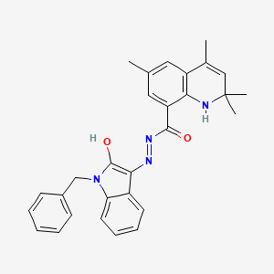 molecular formula C29H28N4O2 B11036155 N'-[(3E)-1-benzyl-2-oxo-1,2-dihydro-3H-indol-3-ylidene]-2,2,4,6-tetramethyl-1,2-dihydroquinoline-8-carbohydrazide 