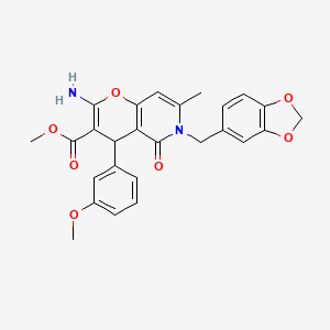 molecular formula C26H24N2O7 B11036162 methyl 2-amino-6-(1,3-benzodioxol-5-ylmethyl)-4-(3-methoxyphenyl)-7-methyl-5-oxo-5,6-dihydro-4H-pyrano[3,2-c]pyridine-3-carboxylate 