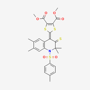 molecular formula C27H27NO6S4 B11036175 dimethyl 2-{2,2,6,7-tetramethyl-1-[(4-methylphenyl)sulfonyl]-3-thioxo-2,3-dihydroquinolin-4(1H)-ylidene}-1,3-dithiole-4,5-dicarboxylate 