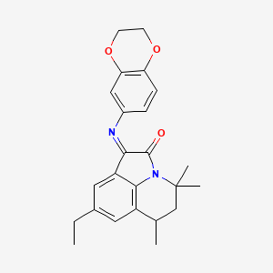 (1E)-1-(2,3-dihydro-1,4-benzodioxin-6-ylimino)-8-ethyl-4,4,6-trimethyl-5,6-dihydro-4H-pyrrolo[3,2,1-ij]quinolin-2(1H)-one