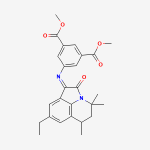 molecular formula C26H28N2O5 B11036193 dimethyl 5-{[(1E)-8-ethyl-4,4,6-trimethyl-2-oxo-5,6-dihydro-4H-pyrrolo[3,2,1-ij]quinolin-1(2H)-ylidene]amino}benzene-1,3-dicarboxylate 