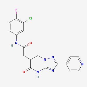 molecular formula C18H14ClFN6O2 B11036199 N-(3-Chloro-4-fluorophenyl)-2-[5-oxo-2-(4-pyridyl)-4,5,6,7-tetrahydro[1,2,4]triazolo[1,5-A]pyrimidin-6-YL]acetamide 