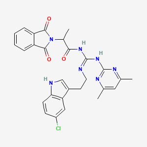 molecular formula C28H26ClN7O3 B11036202 N-{(E)-{[2-(5-chloro-1H-indol-3-yl)ethyl]amino}[(4,6-dimethylpyrimidin-2-yl)amino]methylidene}-2-(1,3-dioxo-1,3-dihydro-2H-isoindol-2-yl)propanamide 