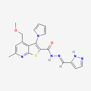 molecular formula C19H18N6O2S B11036264 4-(methoxymethyl)-6-methyl-N'-[(E)-1H-pyrazol-3-ylmethylidene]-3-(1H-pyrrol-1-yl)thieno[2,3-b]pyridine-2-carbohydrazide 