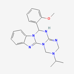 molecular formula C21H24N6O B11036268 9-(2-methoxyphenyl)-4-propan-2-yl-2,4,6,8,10,17-hexazatetracyclo[8.7.0.02,7.011,16]heptadeca-1(17),6,11,13,15-pentaene 