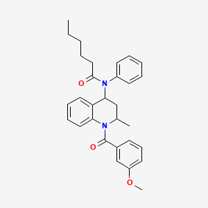 molecular formula C30H34N2O3 B11036301 N-{1-[(3-methoxyphenyl)carbonyl]-2-methyl-1,2,3,4-tetrahydroquinolin-4-yl}-N-phenylhexanamide 