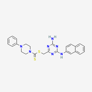 [4-Amino-6-(naphthalen-2-ylamino)-1,3,5-triazin-2-yl]methyl 4-phenylpiperazine-1-carbodithioate