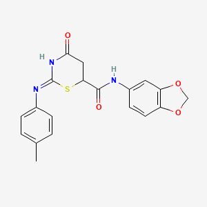 molecular formula C19H17N3O4S B11036343 (2E)-N-(1,3-benzodioxol-5-yl)-2-[(4-methylphenyl)imino]-4-oxo-1,3-thiazinane-6-carboxamide 