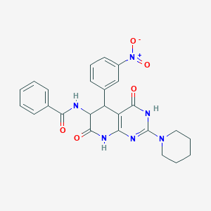 N-[5-(3-nitrophenyl)-4,7-dioxo-2-(piperidin-1-yl)-3,4,5,6,7,8-hexahydropyrido[2,3-d]pyrimidin-6-yl]benzamide