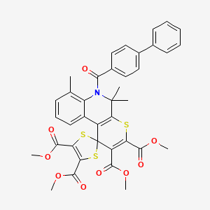 Tetramethyl 6'-(biphenyl-4-ylcarbonyl)-5',5',7'-trimethyl-5',6'-dihydrospiro[1,3-dithiole-2,1'-thiopyrano[2,3-c]quinoline]-2',3',4,5-tetracarboxylate