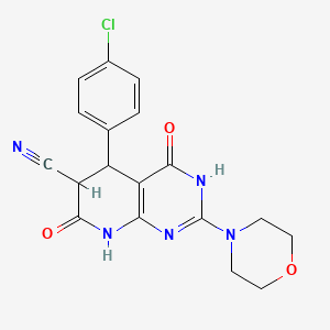 molecular formula C18H16ClN5O3 B11036433 5-(4-Chlorophenyl)-2-(morpholin-4-yl)-4,7-dioxo-3,4,5,6,7,8-hexahydropyrido[2,3-d]pyrimidine-6-carbonitrile 