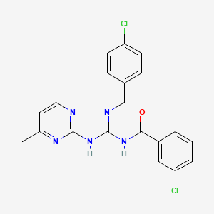 3-chloro-N-{(Z)-[(4-chlorobenzyl)amino][(4,6-dimethylpyrimidin-2-yl)amino]methylidene}benzamide