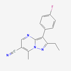 molecular formula C16H13FN4 B11036504 2-Ethyl-3-(4-fluorophenyl)-7-methylpyrazolo[1,5-A]pyrimidin-6-YL cyanide 