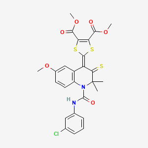 dimethyl 2-{1-[(3-chlorophenyl)carbamoyl]-6-methoxy-2,2-dimethyl-3-thioxo-2,3-dihydroquinolin-4(1H)-ylidene}-1,3-dithiole-4,5-dicarboxylate