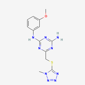 N-(3-methoxyphenyl)-6-{[(1-methyl-1H-tetrazol-5-yl)sulfanyl]methyl}-1,3,5-triazine-2,4-diamine