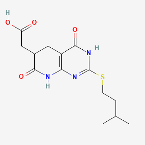 {2-[(3-Methylbutyl)sulfanyl]-4,7-dioxo-1,4,5,6,7,8-hexahydropyrido[2,3-d]pyrimidin-6-yl}acetic acid