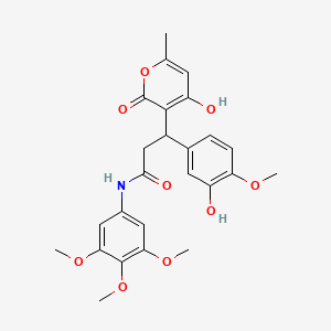 molecular formula C25H27NO9 B11036588 3-(3-hydroxy-4-methoxyphenyl)-3-(4-hydroxy-6-methyl-2-oxo-2H-pyran-3-yl)-N-(3,4,5-trimethoxyphenyl)propanamide 