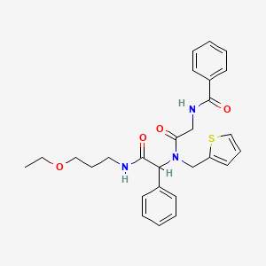 N-{2-[{2-[(3-ethoxypropyl)amino]-2-oxo-1-phenylethyl}(thiophen-2-ylmethyl)amino]-2-oxoethyl}benzamide